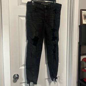 ripped american eagle black denim